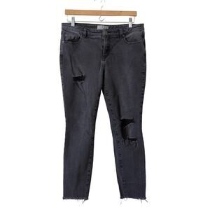We The Free People Jeans Size 30 Straight Distressed Washed Black Gray High Rise